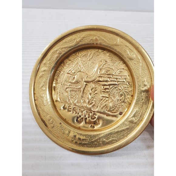 Vintage Brass Plate,small Brass Plate, Carved Trincket Plate, Carved Brass - Picture 1 of 9